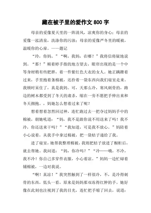藏在被子里的爱作文800字