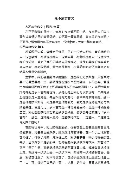 永不放弃作文（精选29篇）