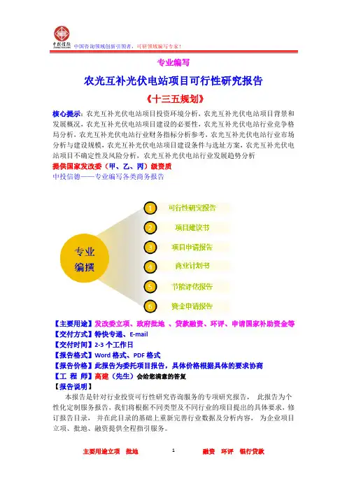 农光互补光伏电站项目可行性研究报告
