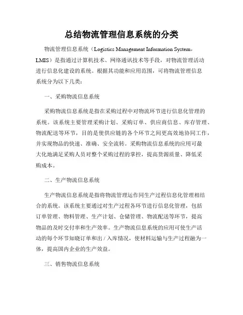 总结物流管理信息系统的分类