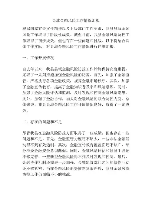 县域金融风险工作情况汇报