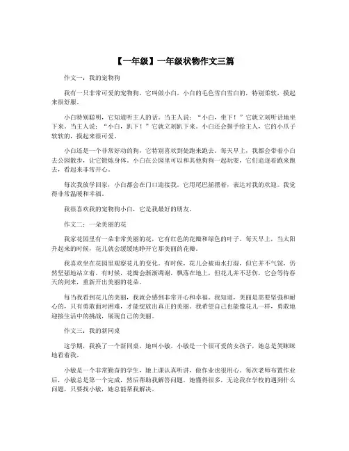 【一年级】一年级状物作文三篇