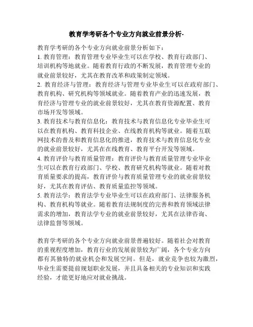 教育学考研各个专业方向就业前景分析-