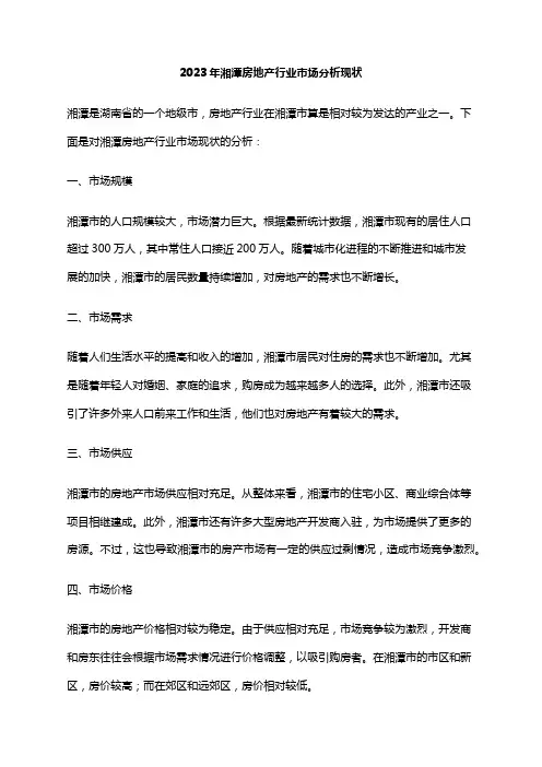 2023年湘潭房地产行业市场分析现状