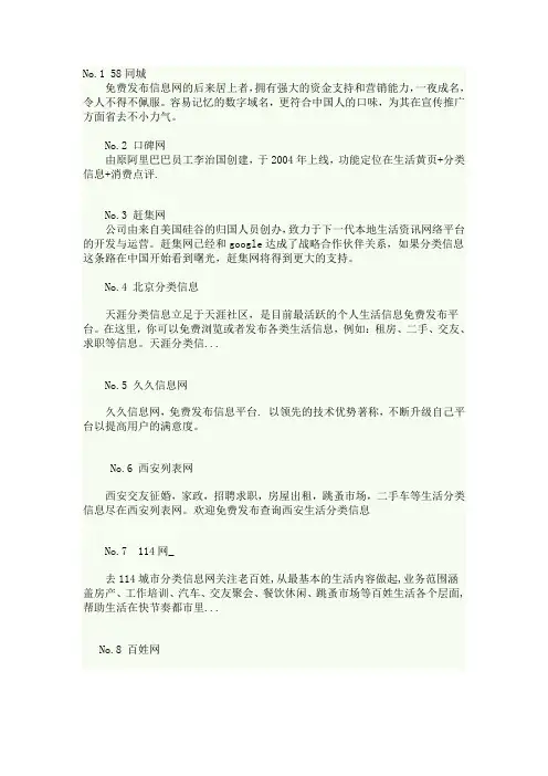 中国十大发布信息网站排名