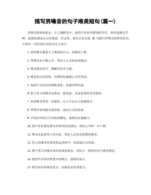 描写男嗓音的句子唯美短句(精选2篇)