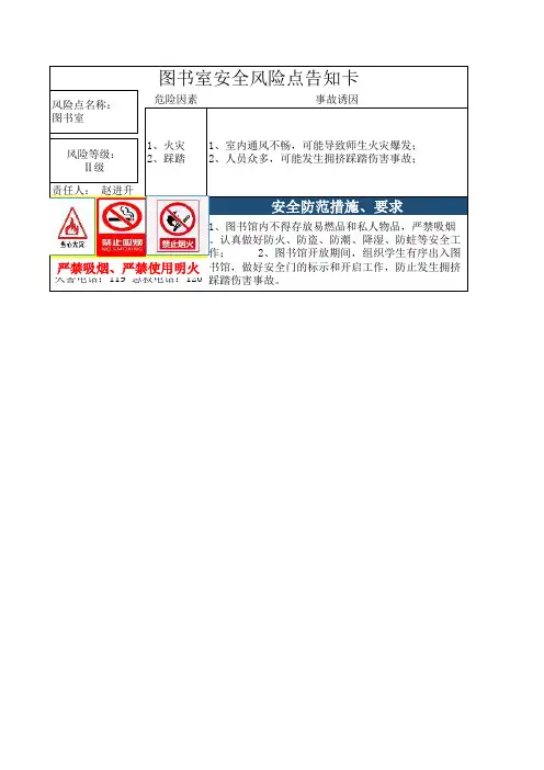 图书室风险点告知卡
