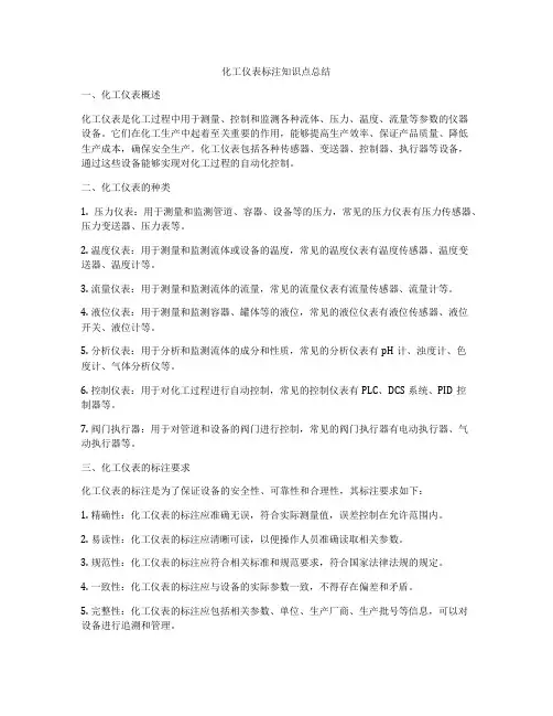化工仪表标注知识点总结
