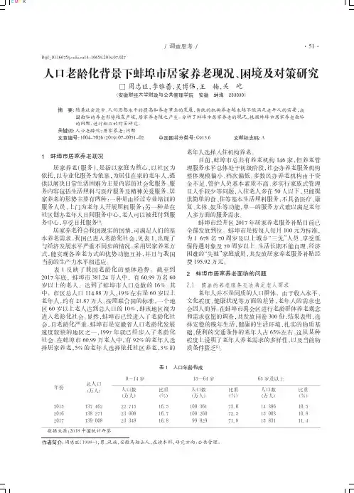 人口老龄化背景下蚌埠市居家养老现况、困境及对策研究