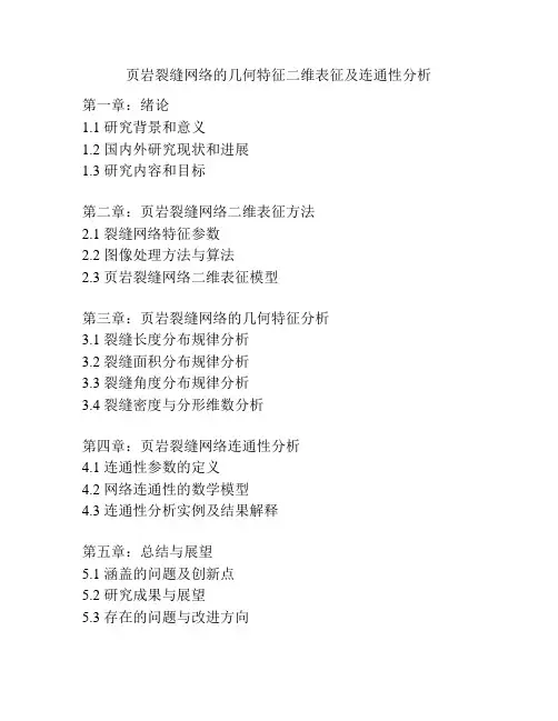 页岩裂缝网络的几何特征二维表征及连通性分析
