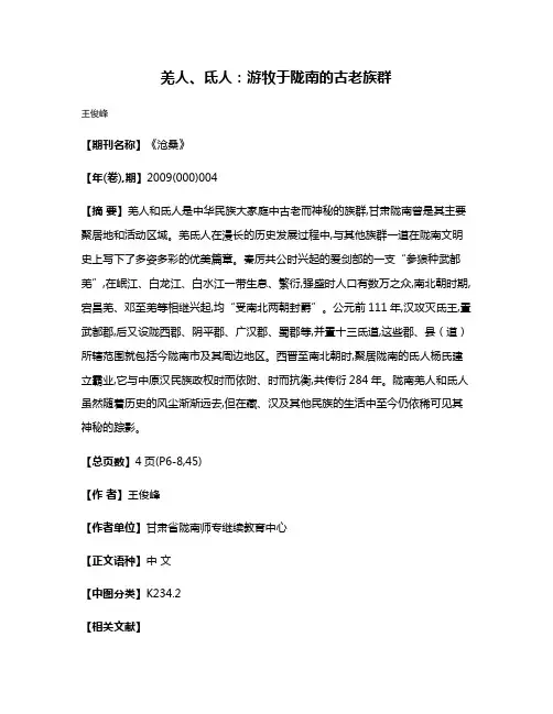 羌人、氐人：游牧于陇南的古老族群