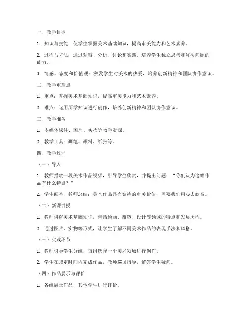 高中美术万能试讲教案模板