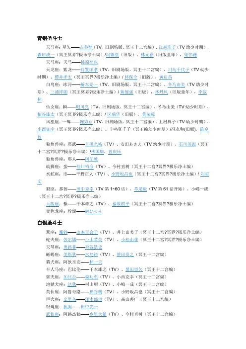 圣斗士声优和生日