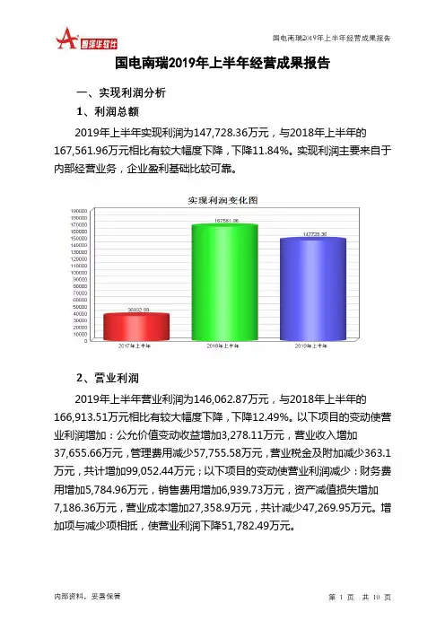 国电南瑞2019年上半年经营成果报告