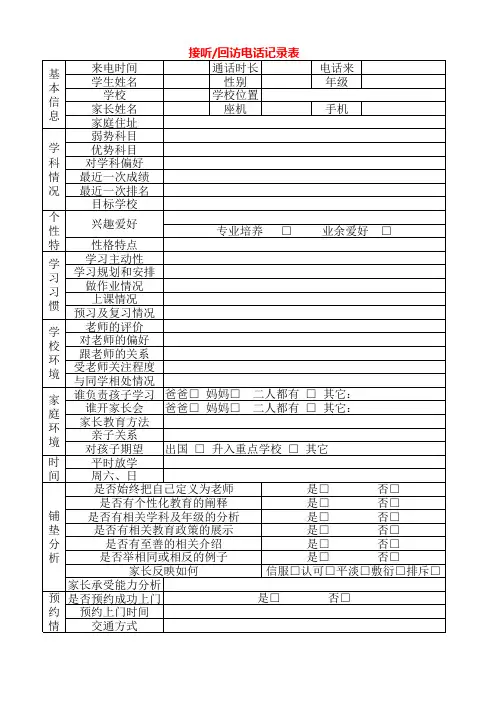 培训学校电话接听和回访记录表