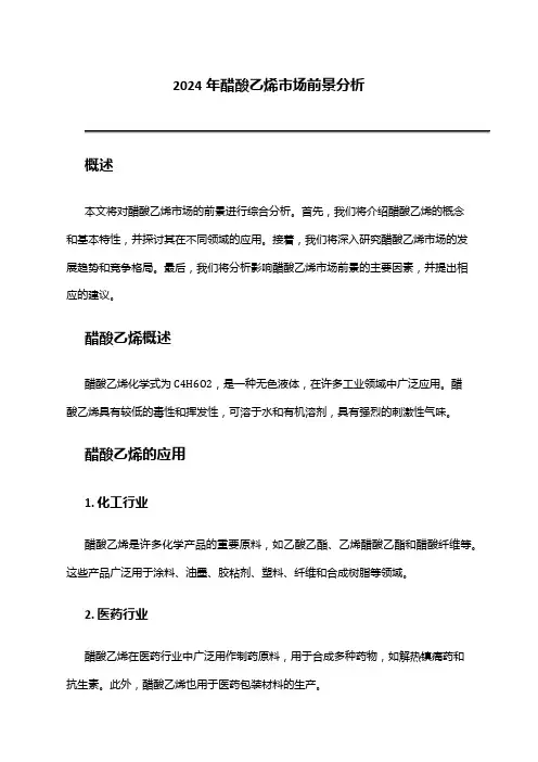 2024年醋酸乙烯市场前景分析