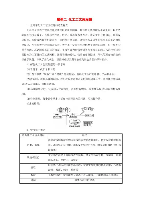 (新课标)2020高考化学二轮复习第二部分高考大题突破题型二化工工艺流程题教学案