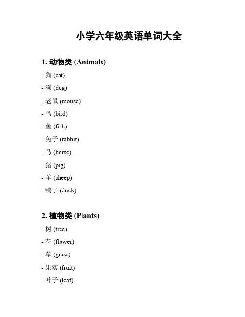 小学六年级英语单词大全