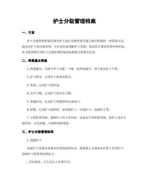 护士分级管理档案