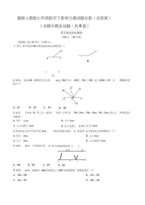 最新人教版七年级数学下册单元测试题及答案全套