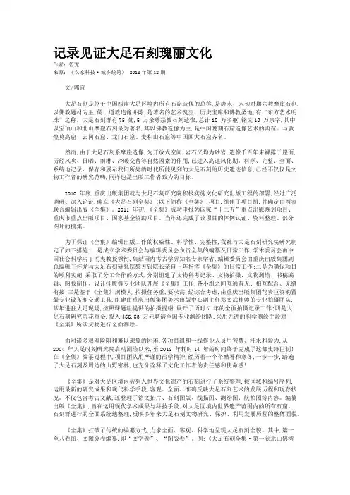 记录见证大足石刻瑰丽文化