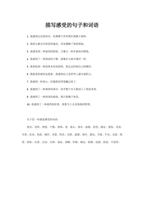 描写感受的句子和词语