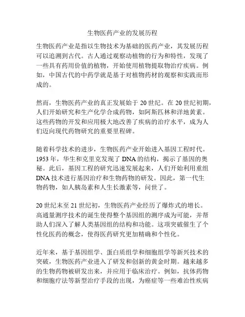 生物医药产业的发展历程