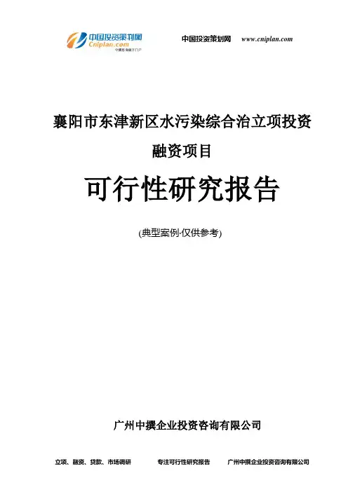 襄阳市东津新区水污染综合治融资投资立项项目可行性研究报告(中撰咨询)