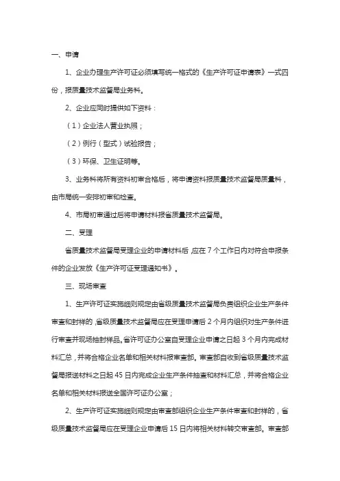 办理生产许可证资料清单