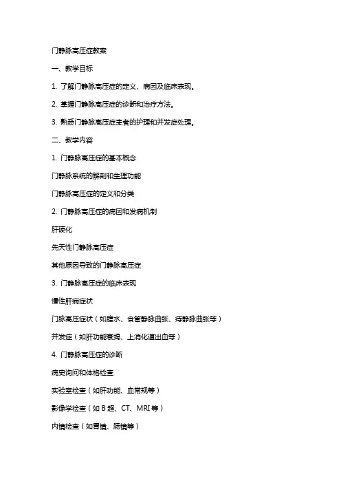 门静脉高压症教案