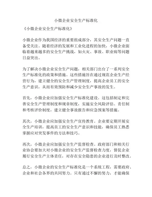 小微企业安全生产标准化