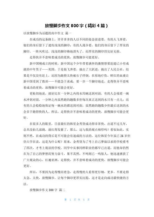 放慢脚步作文800字(精彩4篇)