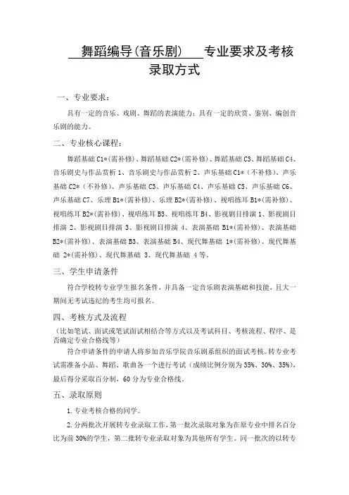 浙江传媒学院舞蹈编导(音乐剧)专业要求及考核