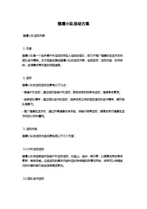 雏鹰小队活动方案