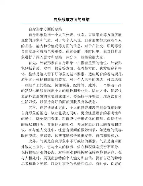 自身形象方面的总结
