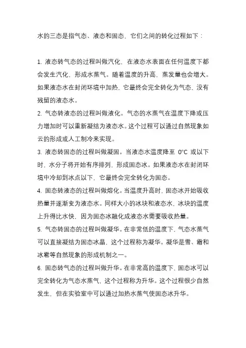 水的三态之间转化过程