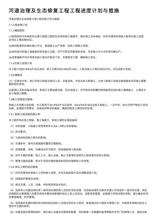 河道治理及生态修复工程工程进度计划与措施