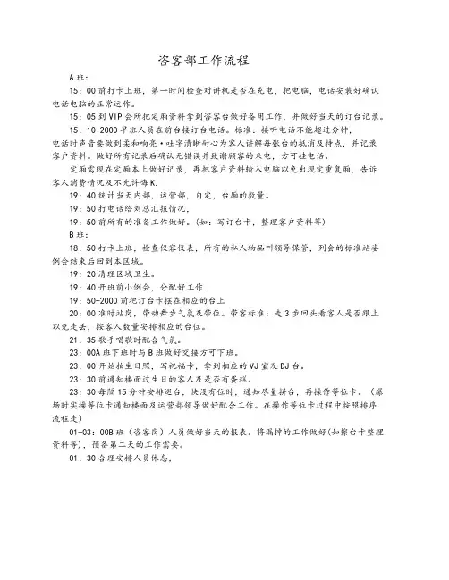 酒吧-营运-咨客部工作流程