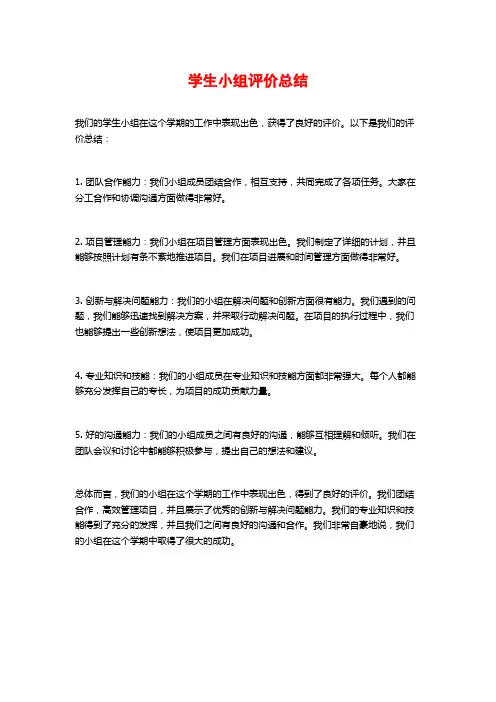 学生小组评价总结