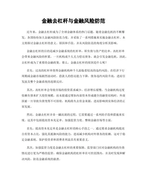 金融去杠杆与金融风险防范