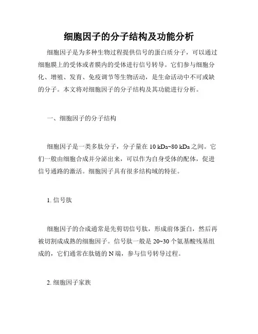 细胞因子的分子结构及功能分析
