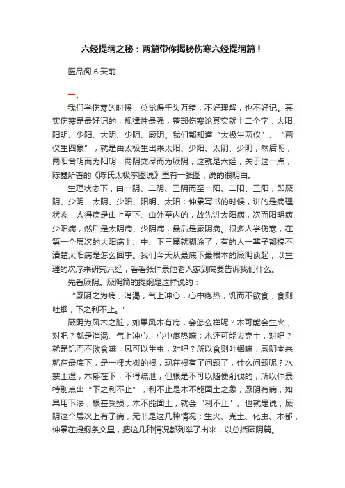 六经提纲之秘：两篇带你揭秘伤寒六经提纲篇！