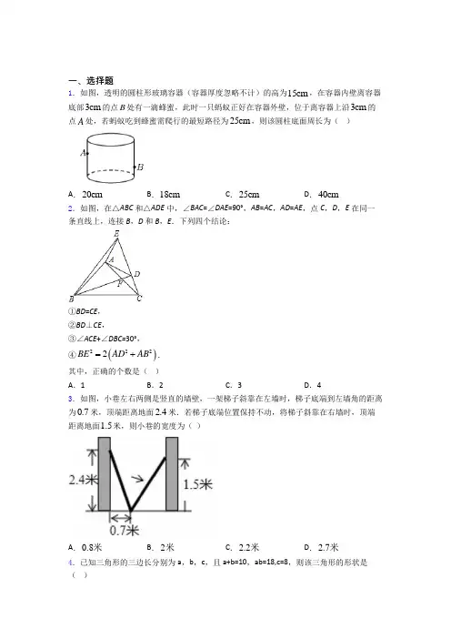 数学数学勾股定理的专项培优易错试卷练习题及解析