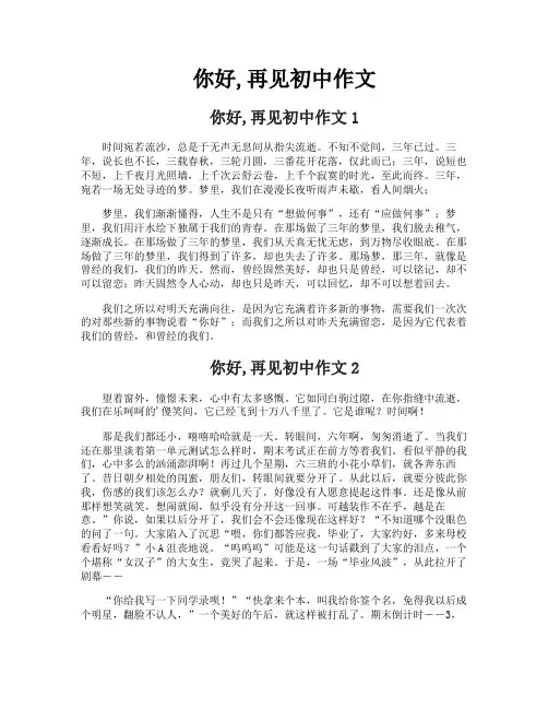 你好再见初中作文