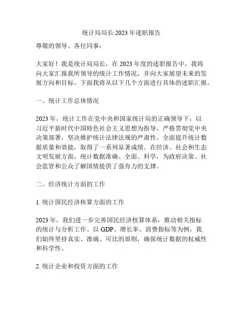 统计局局长2023年述职报告