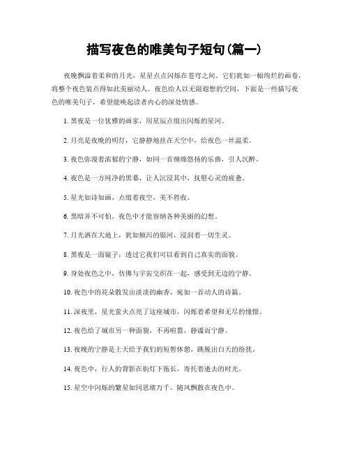 描写夜色的唯美句子短句(精选两篇)