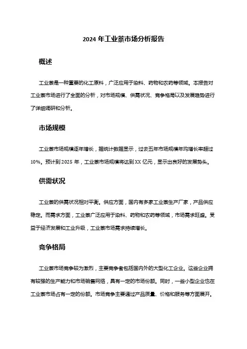 2024年工业萘市场分析报告