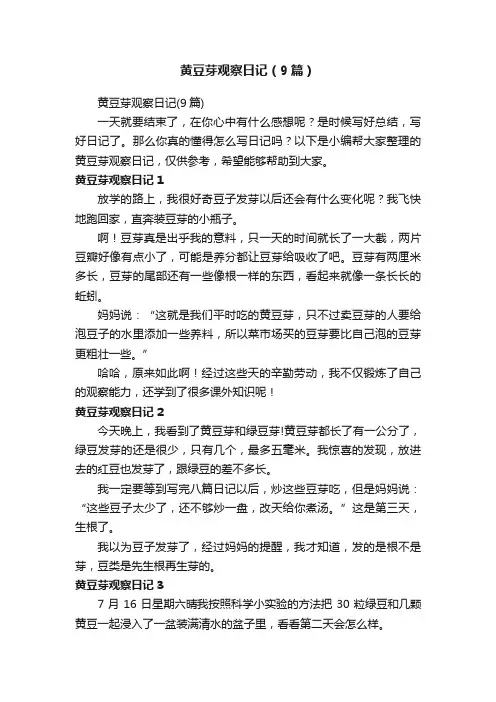 黄豆芽观察日记（9篇）