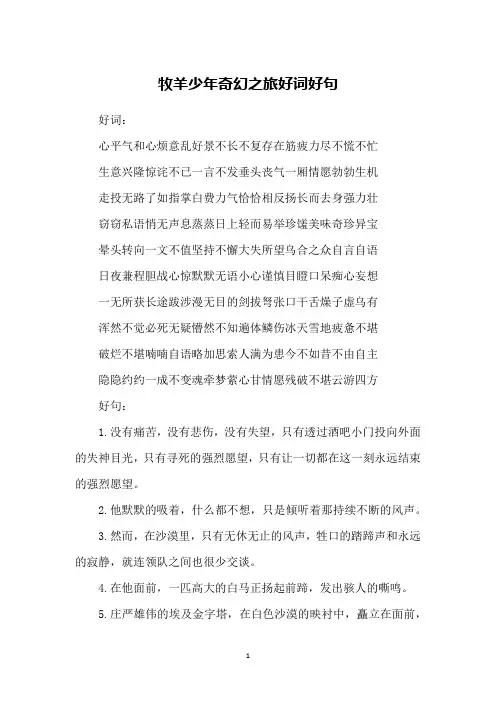 牧羊少年奇幻之旅好词好句