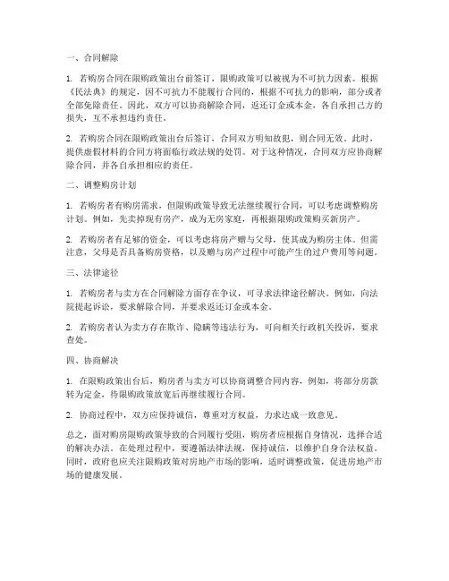 因购房限购合同解决办法